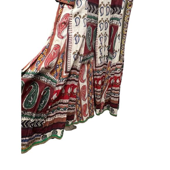 Vtg Boho Embroidered Block Print Cotton Gauze Festival Maxi Dress Size XL - Picture 7 of 7